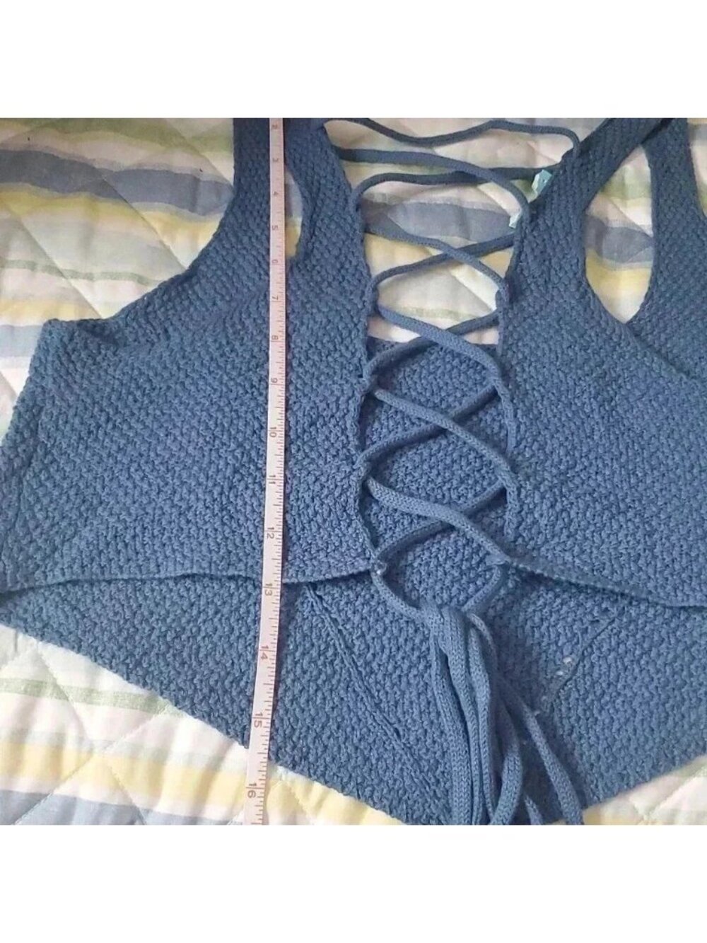 Blue knit crop top - Picture 6 of 7